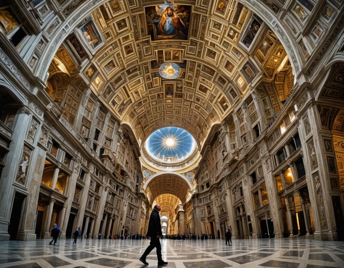 Vatican Basilica Fisheye View: Catholic Fractal Architecture