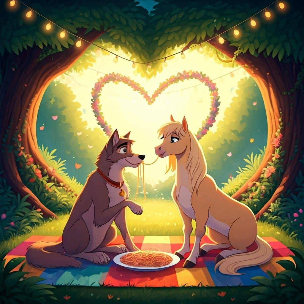Wolf and Stallion Share a Whimsical Dinner Date