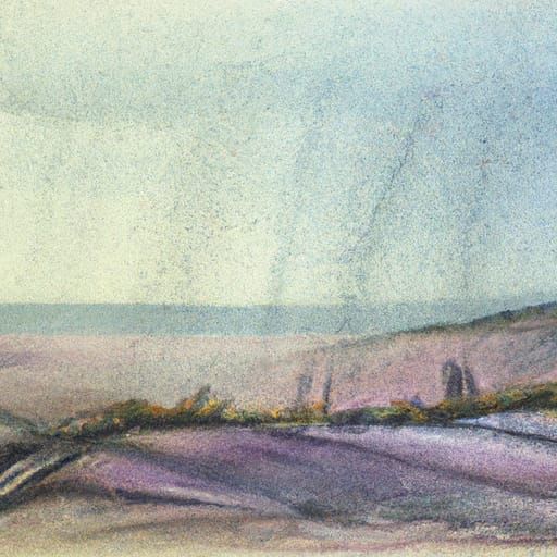 Wind and sheeting rain pastel landscape