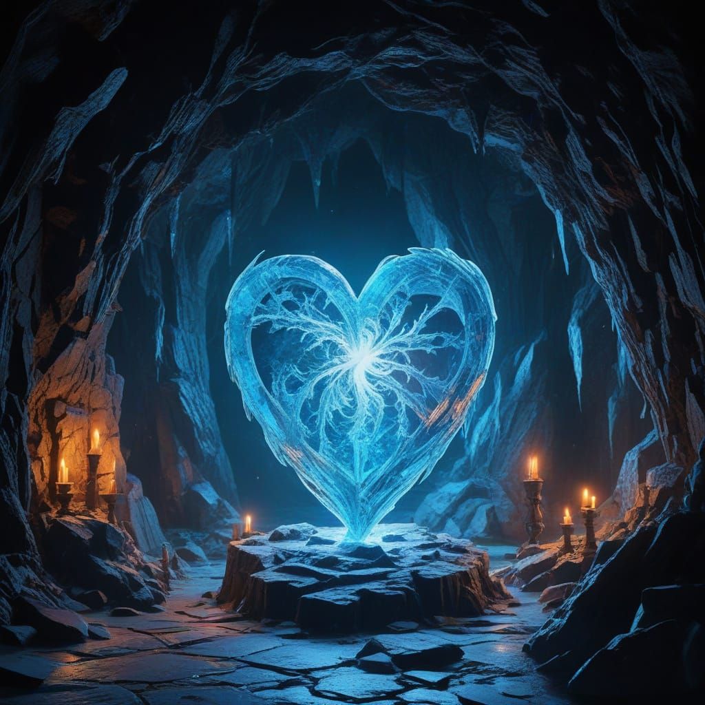 Ethereal Ice Artifact on Pedestal in Medieval Ice Cavern