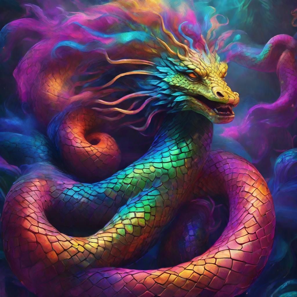 Mystical Gorgon with Swirling Colors in Digital Art