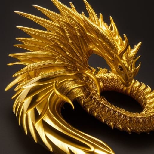 Sleeping Dragon on Gold Pile: Digital Art