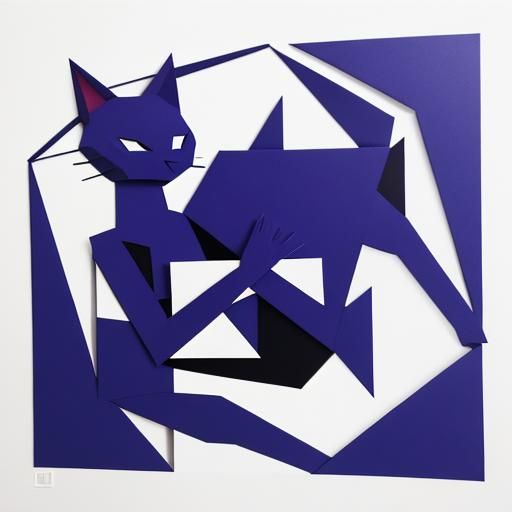 Resting Cat in Minimalist Paper Applique Style
