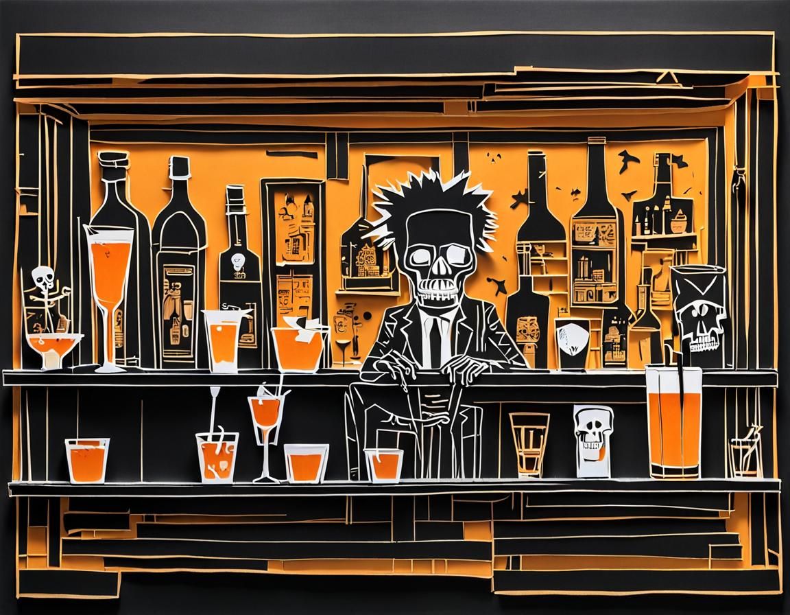 Kirigami Art Skulls and Cocktails