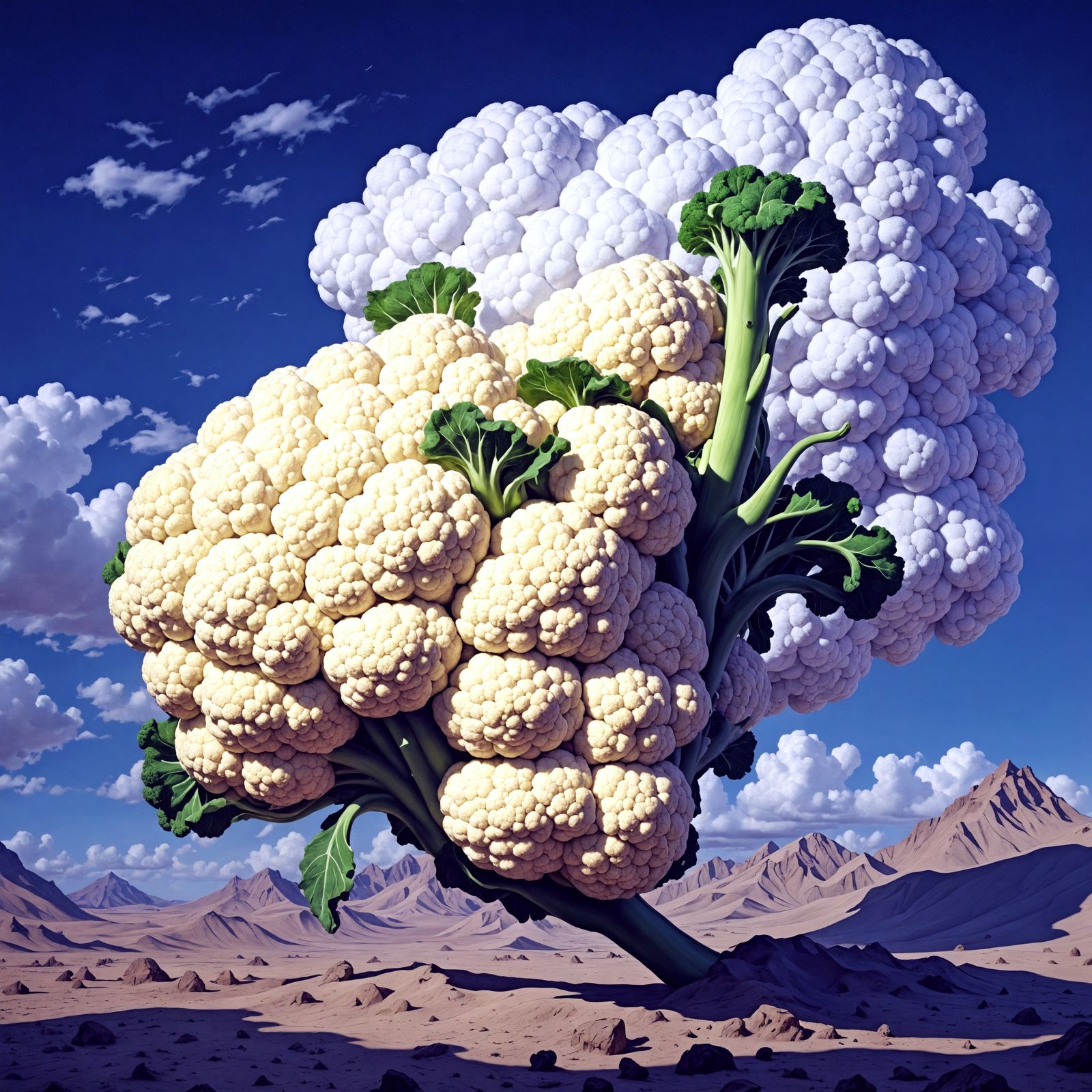 Surreal Cauliflower in Style of Salvador Dalí
