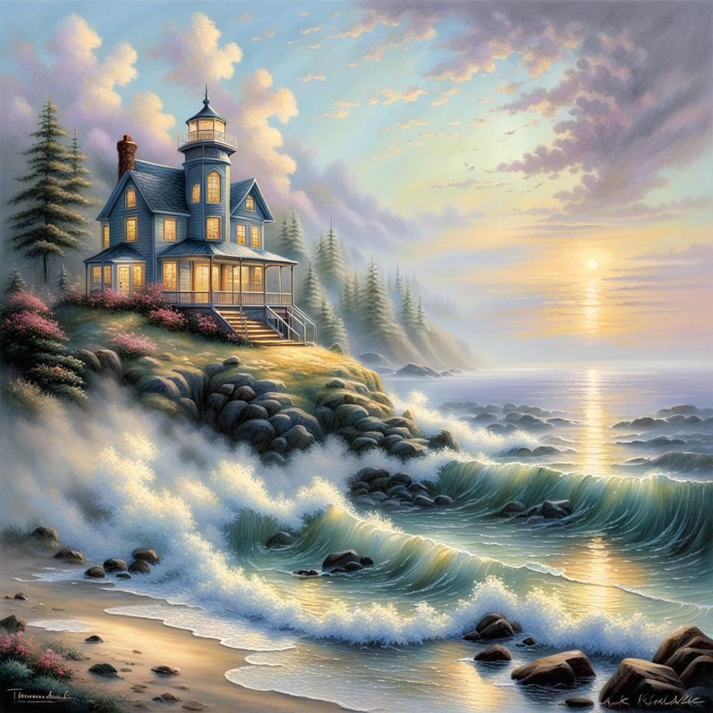 Ethereal Dawn Over the Sea: A Fantasy Landscape