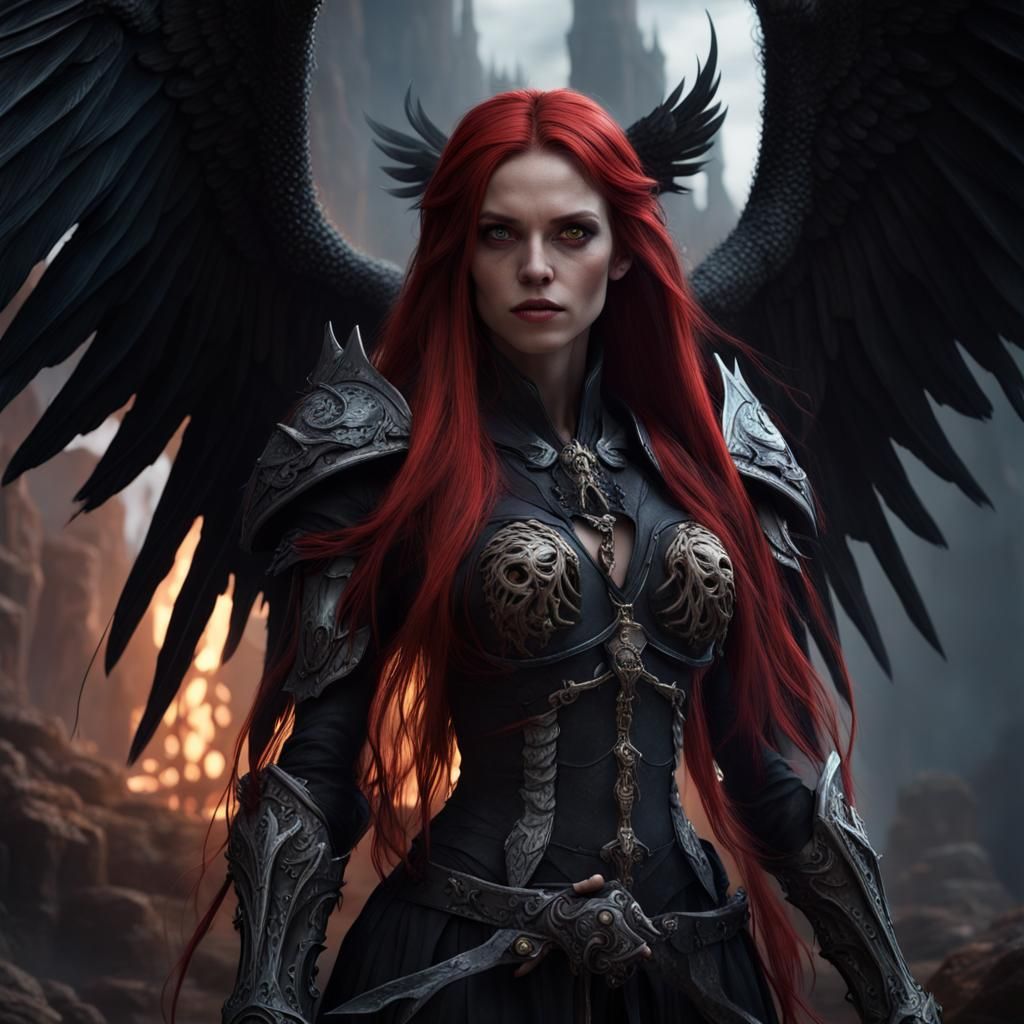 Terrifyingly Beautiful Sorceress with Skeleton Armor