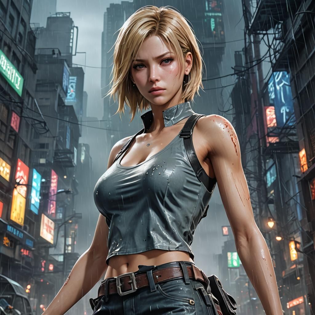 Aya Brea Portrait in Monsters Background