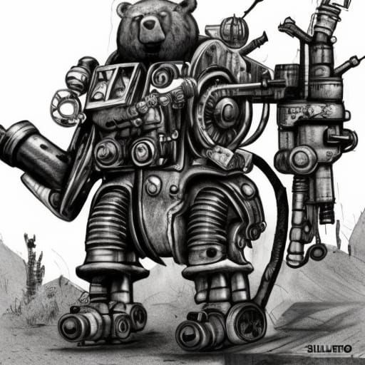 Bear half robot soldier