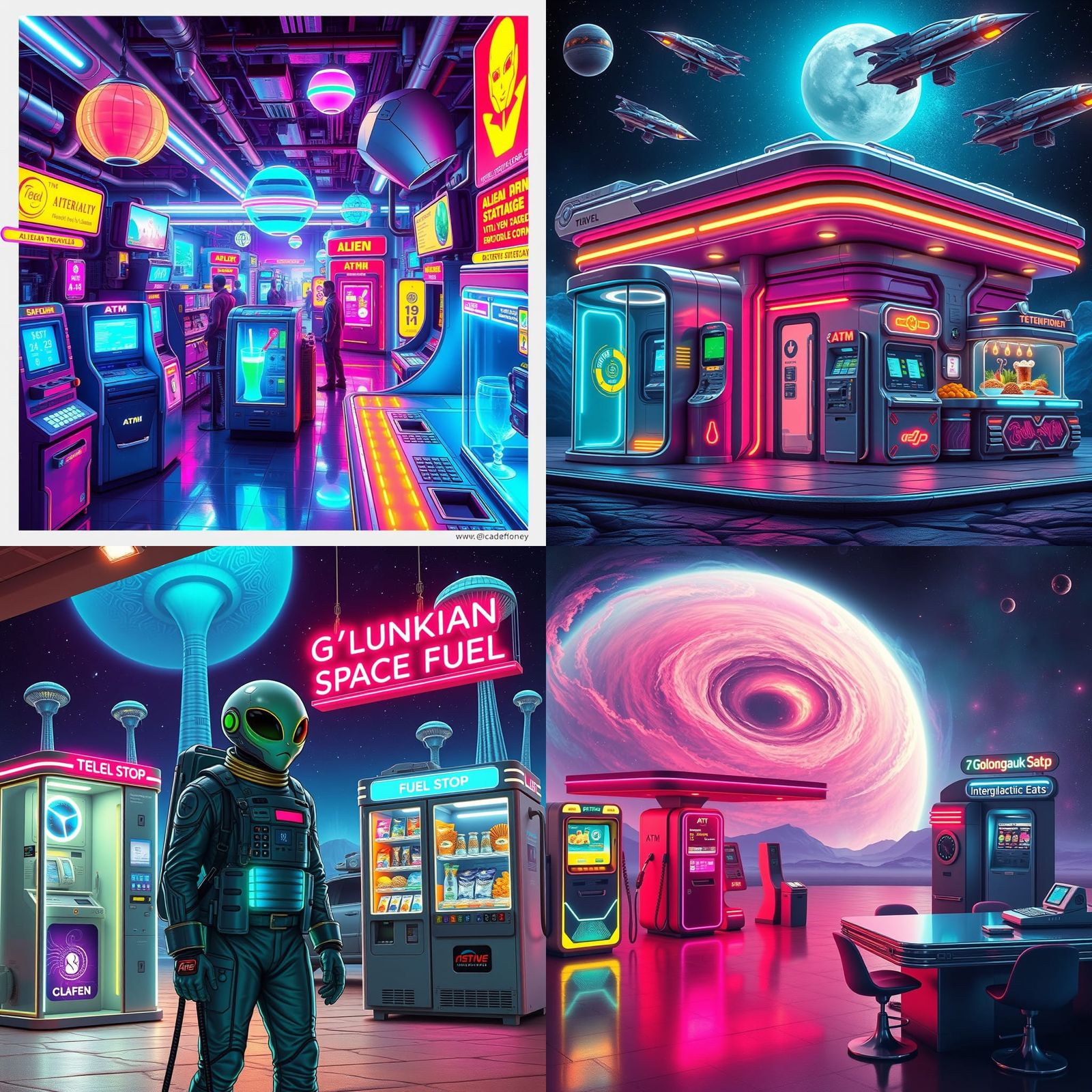 Futuristic Fuel Stop for Extraterrestrial Travelers