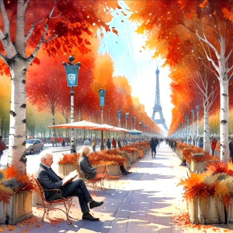 Whimsical Parisian Maples in Watercolor