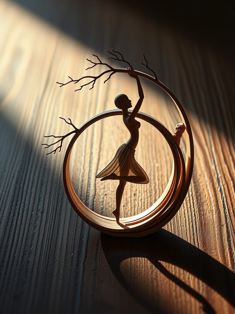 Zen Surrealism: Wooden Arcs and Fractal Branches