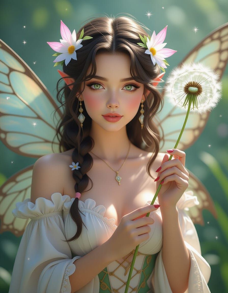 Fantasy Fairy Model with Dandelion Wand