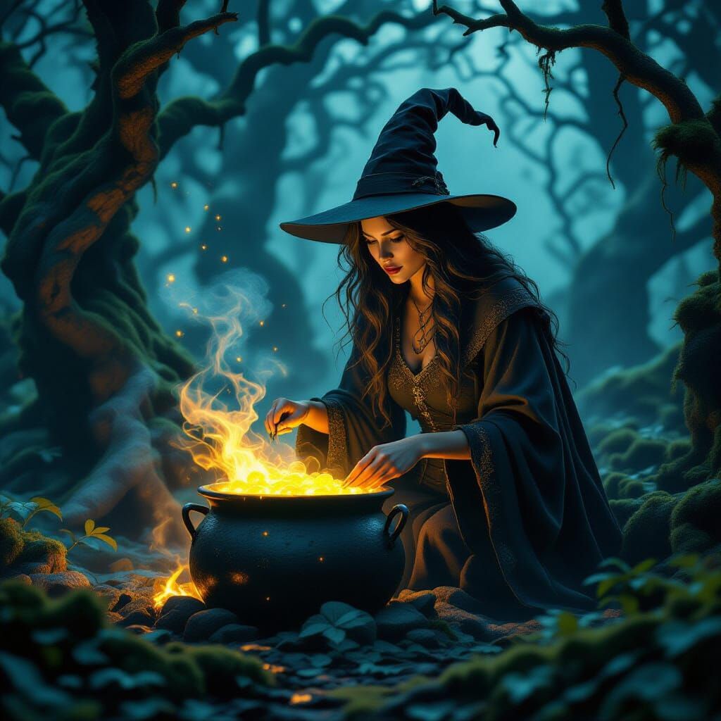 Witch in Ancient Forest Brewing Ethereal Grapes