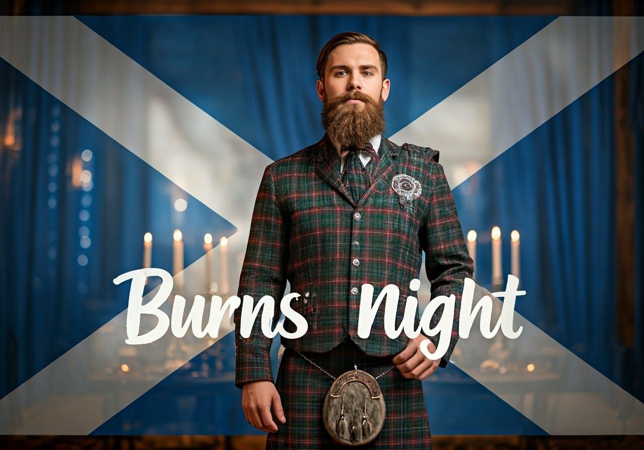 Scotsman Celebrates Burns Night in Traditional Tartan Attire
