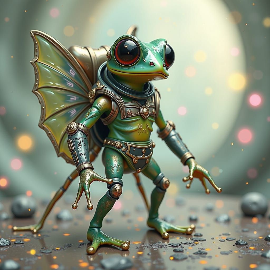 Surrealistic Alien Frog Astronaut in Weightless Wonder