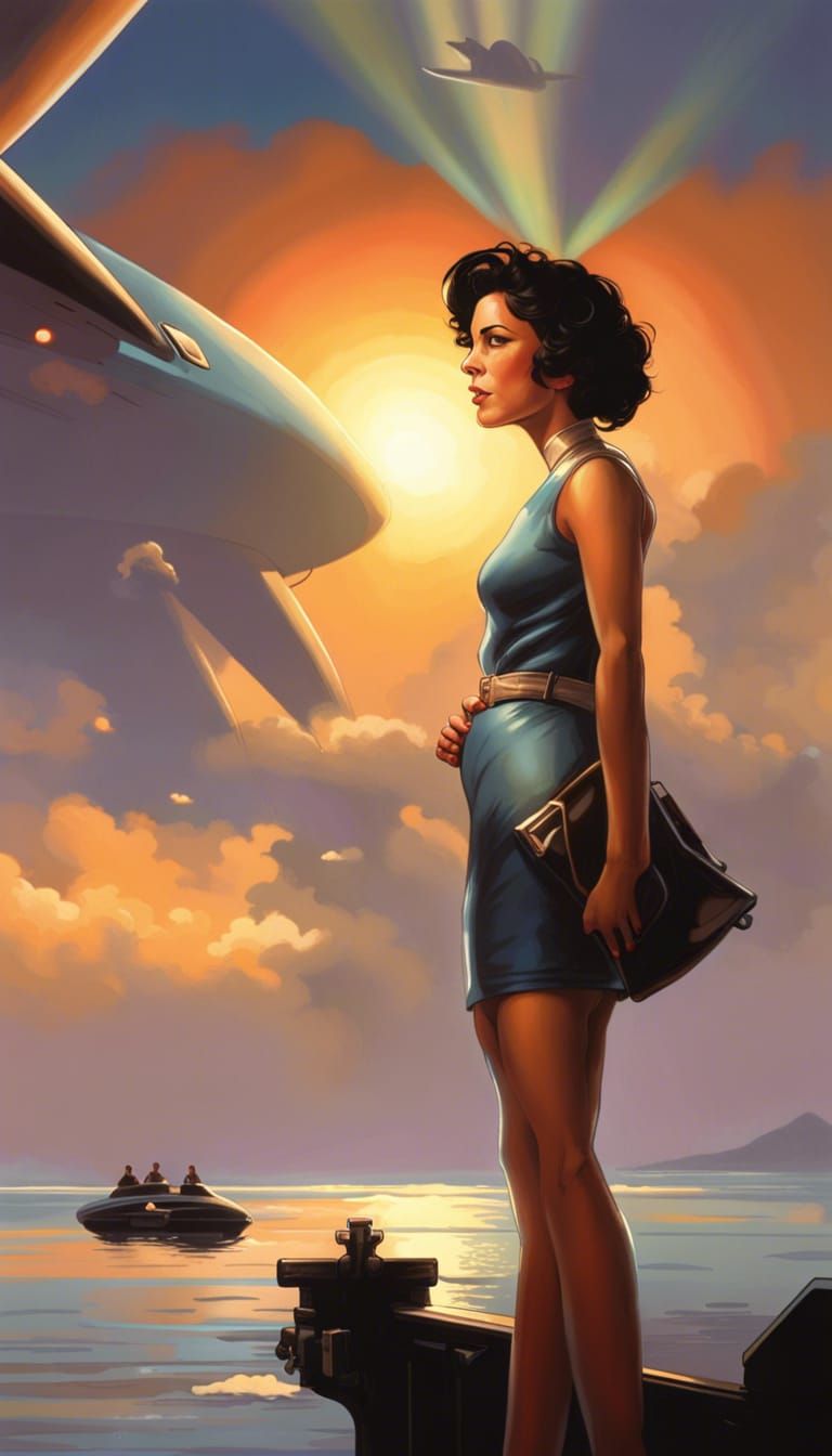 Retro-Futuristic Alien Landing in Comic Book Art Style