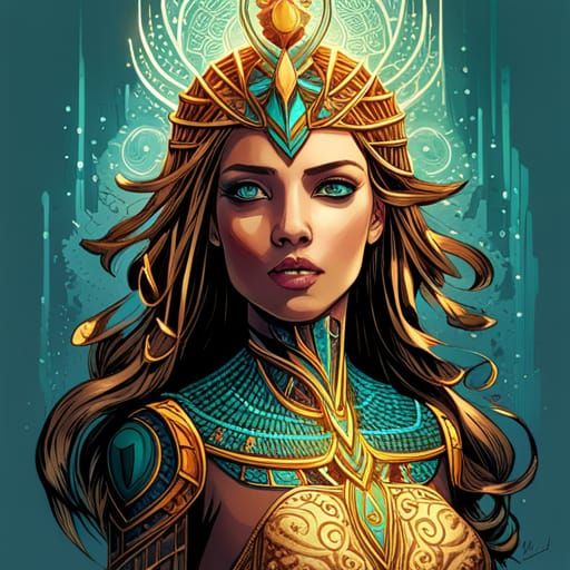 Bioluminescent Egyptian Princess Digital Art