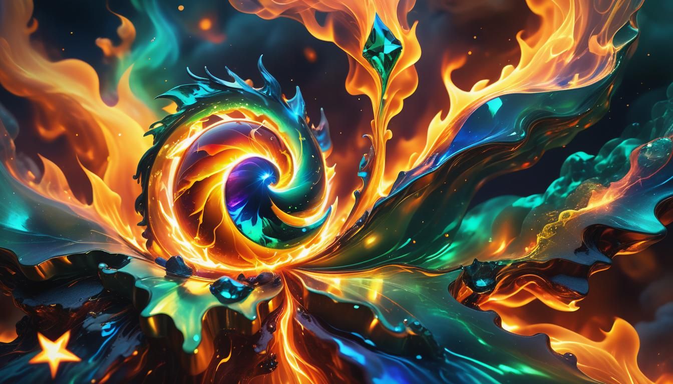Fire Elemental Gemstone in Surreal Concept Art