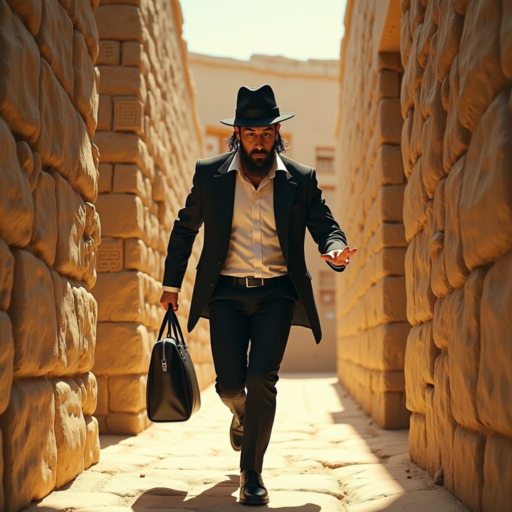 Orthodox Jew Runs Maze: 8k Digital Matte Painting