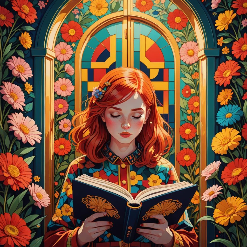 Vibrant Pop Art: Floral Door in Storybook