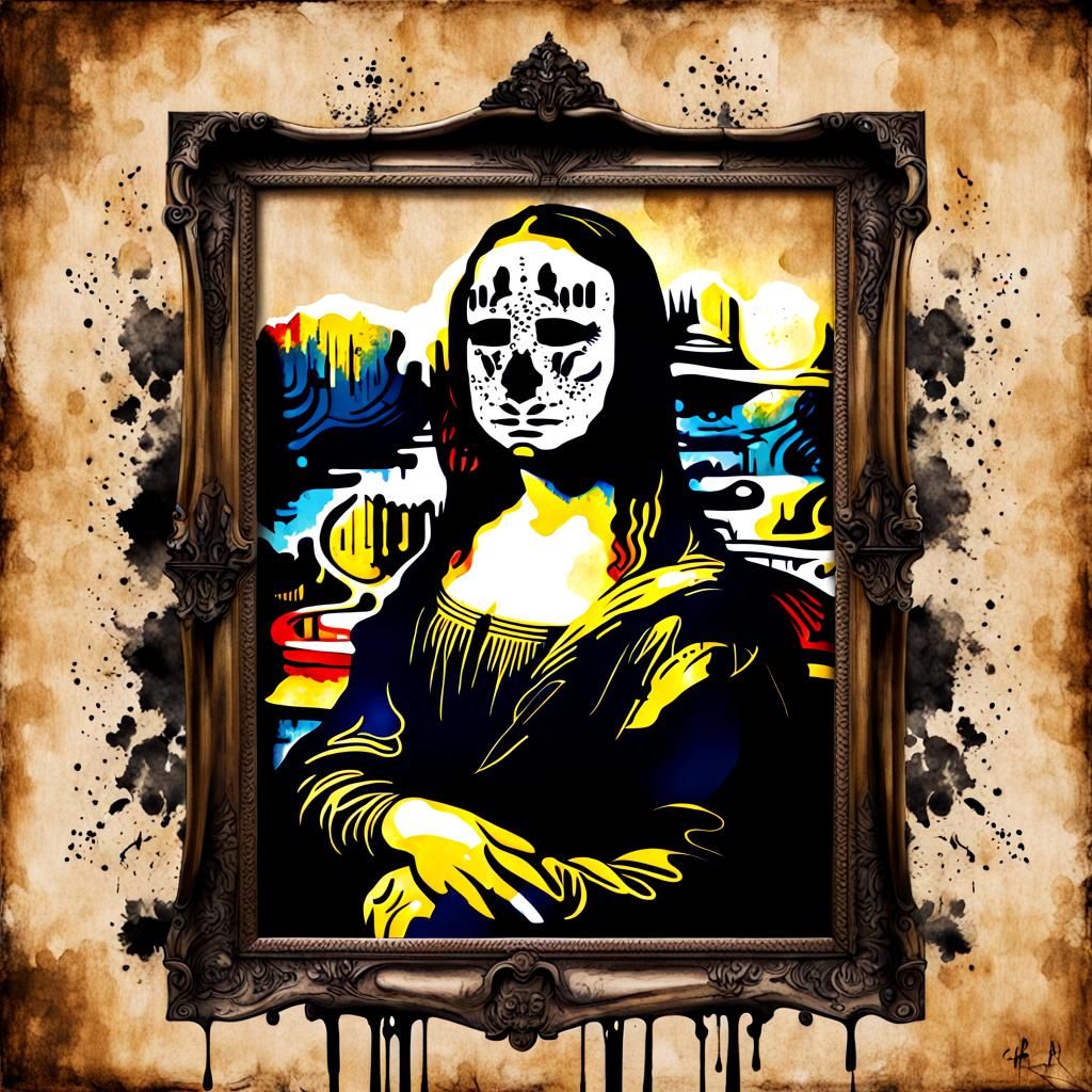 Gothic Rorschach Art: A Mona Lisa Interpretation