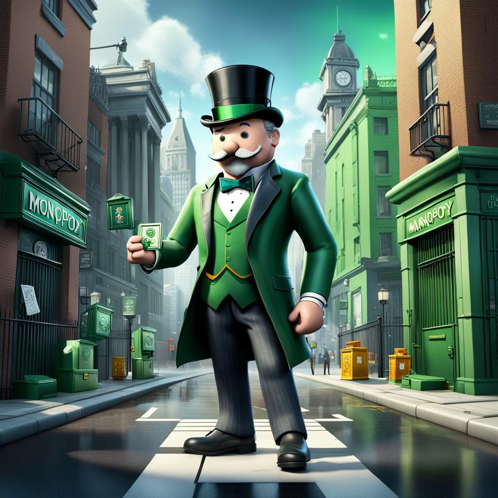 Mr. Monopoly on Go Square: Digital Concept Art