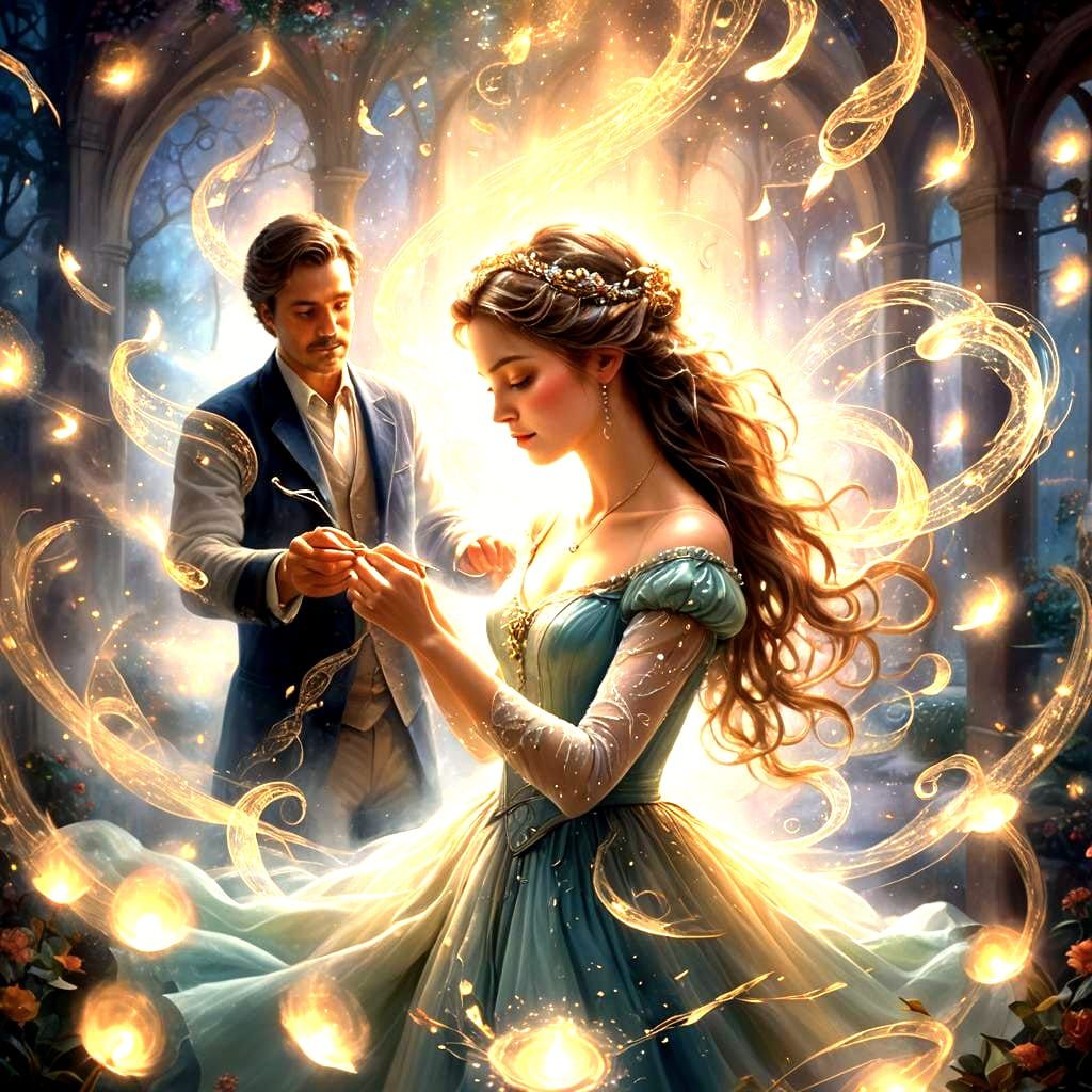 Ethereal Woman Made of Music in Fantasy Style