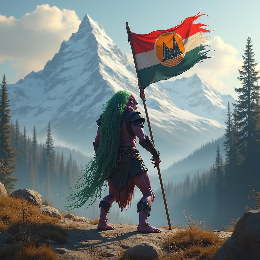 Purple Alien Scout Plants Flag on New World