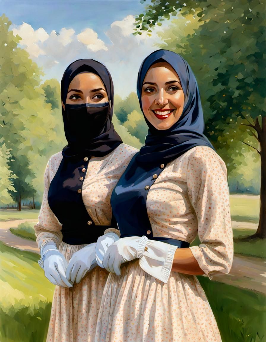 Danish Hijabi Women Portrait in Oil Painting Style