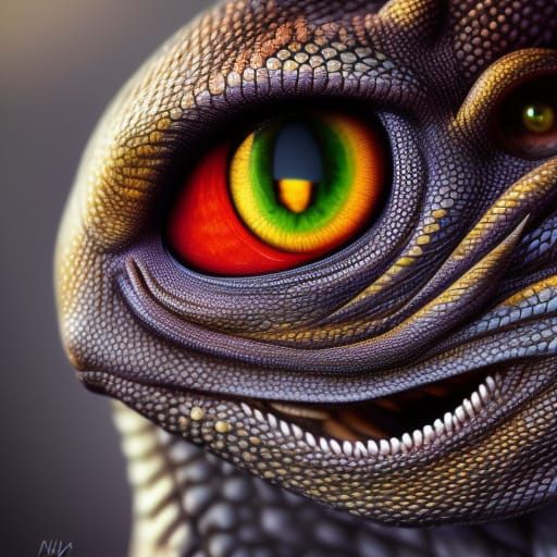 Hyperreal Dragon Close-Up in Cinematic Lighting