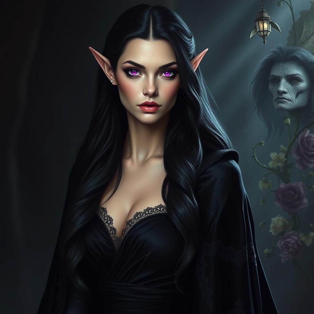 Elven Woman Portrait in Hyperrealism Style