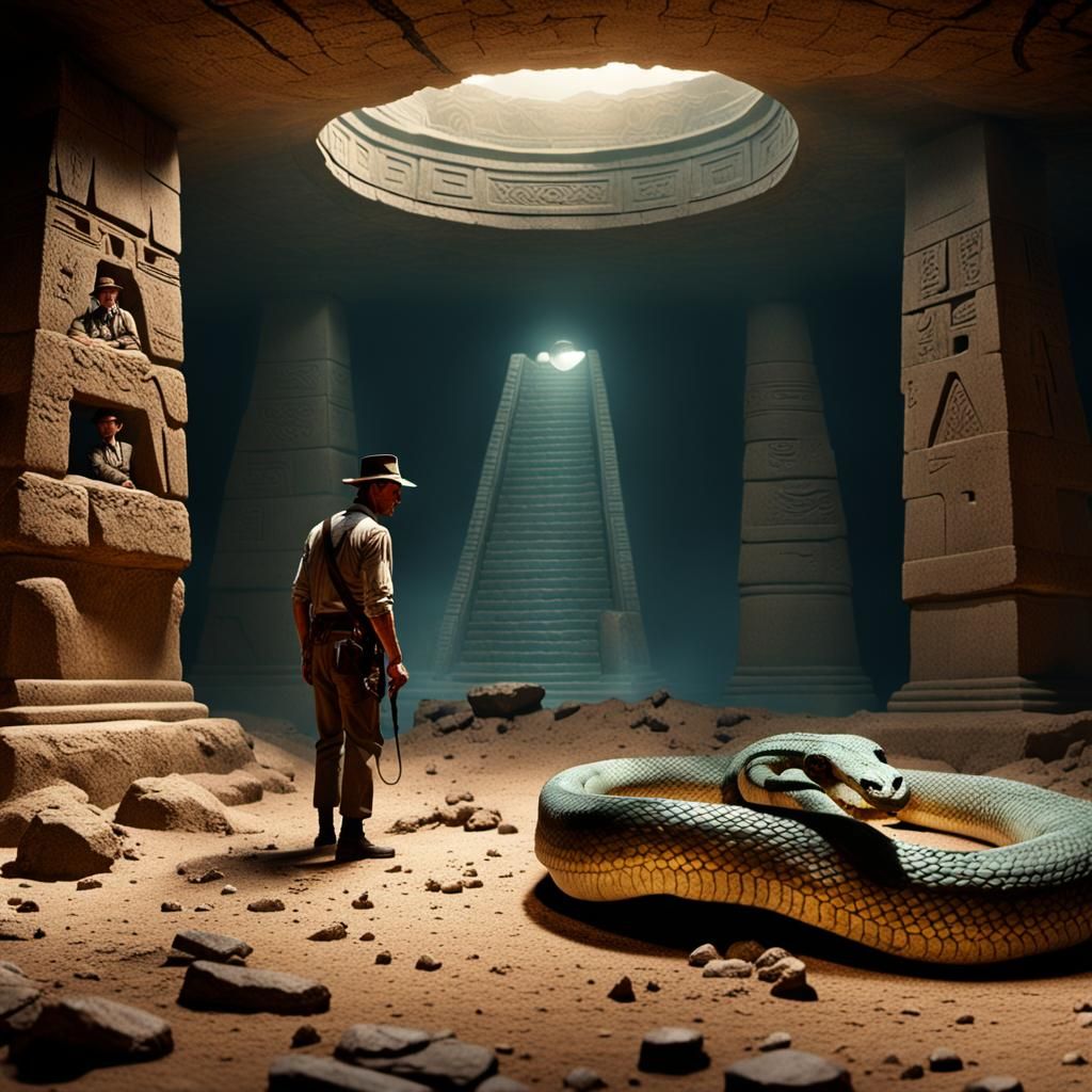 Indiana Jones and the Viper Pit: Photorealistic Art Nouveau