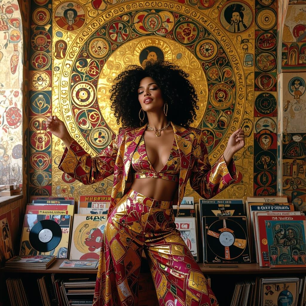 Afrofuturist Disco Queen in Ornate Orthodox Style