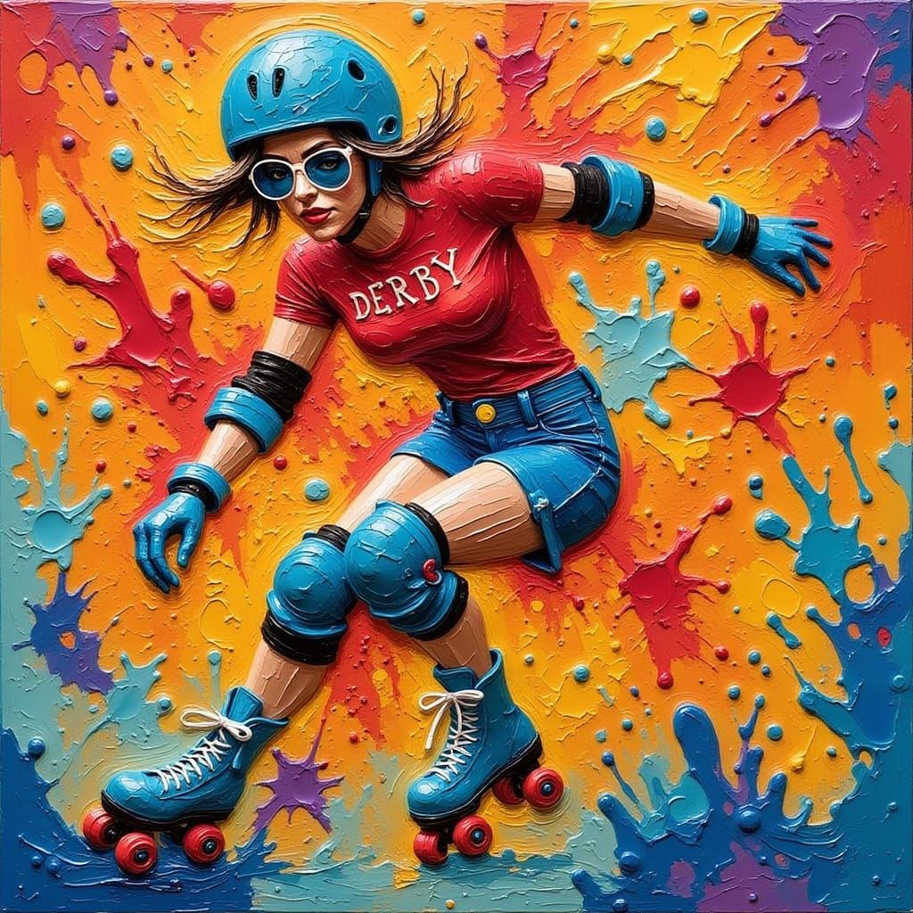 Roller Derby Skater in Comic-Book Pop Art Style