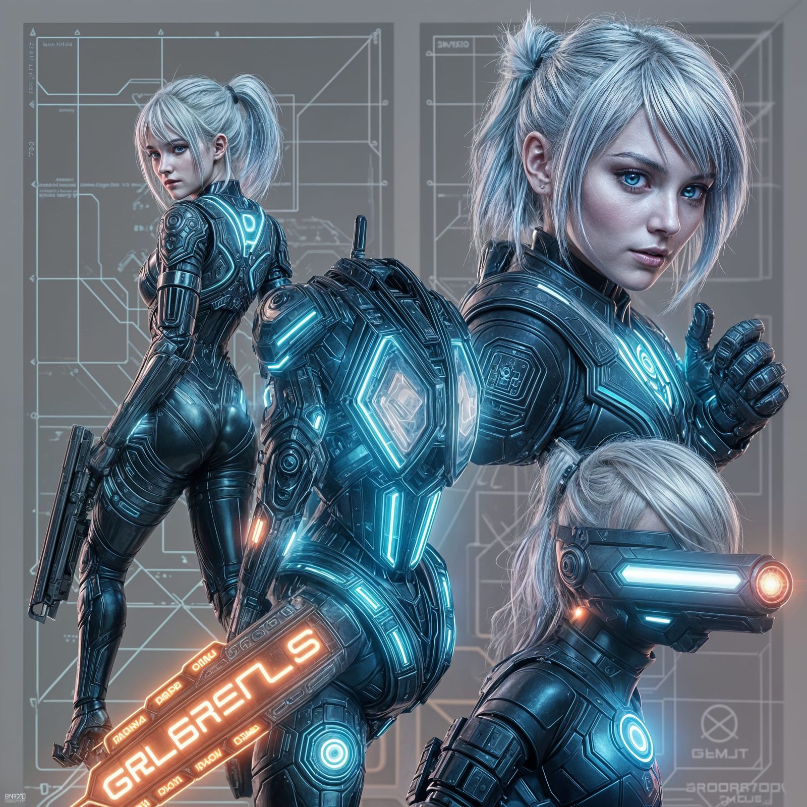 Glowing Cyberpunk Warrior Concept Art