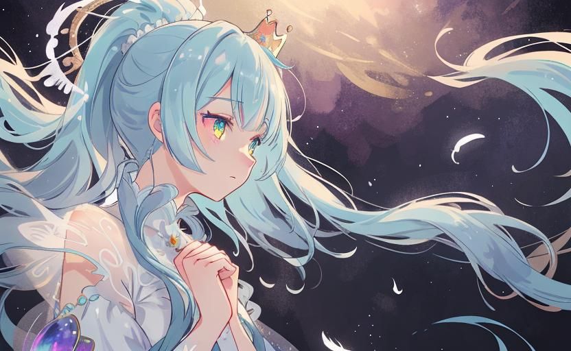 Beautiful Catgirl with Feather Headdress: Anime Illustration