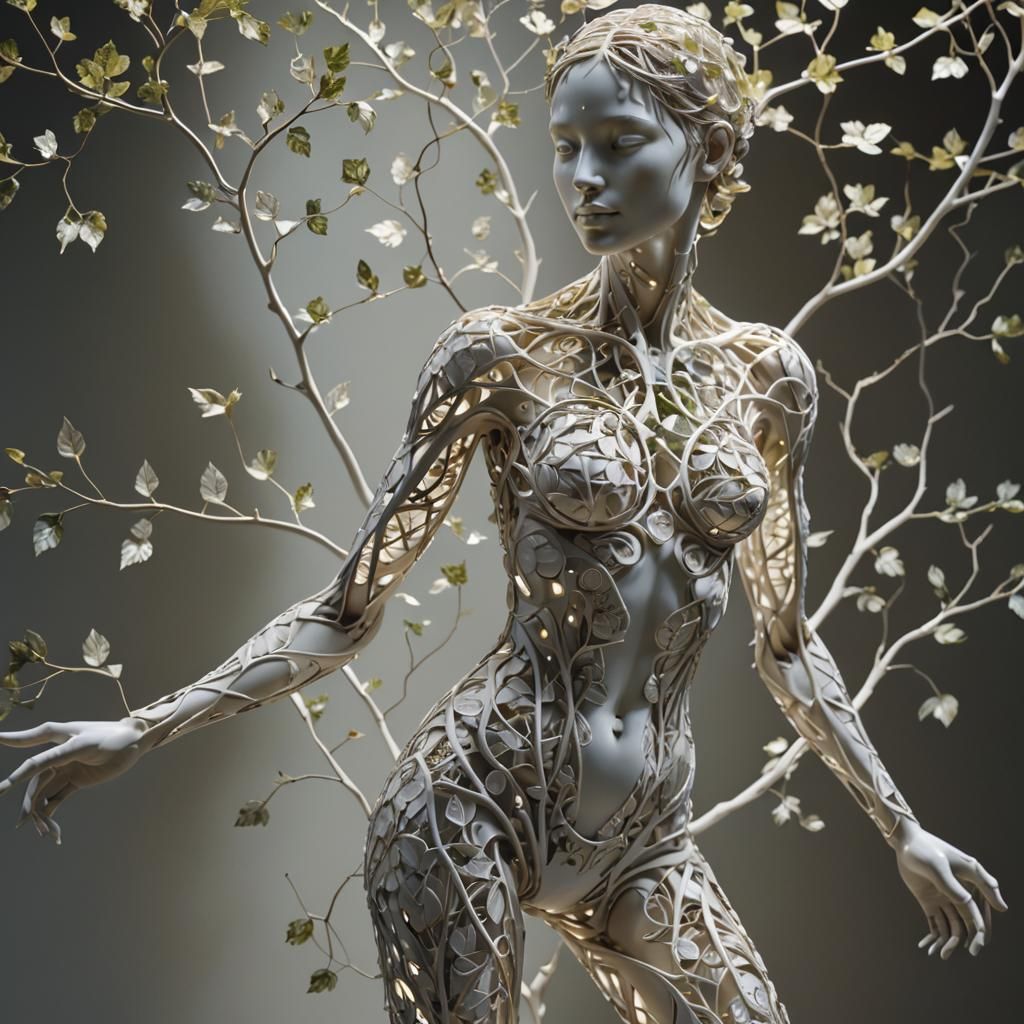 Luminescent Heart: Hyperrealistic Botanical Sculpture in Art...