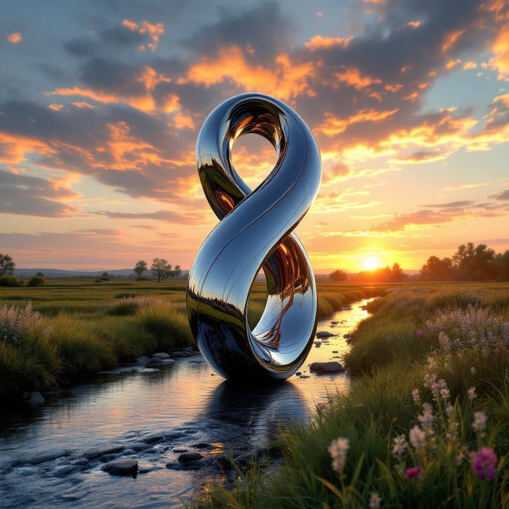 Surreal Futuristic Sculpture Reflects Kaleidoscope Sunset