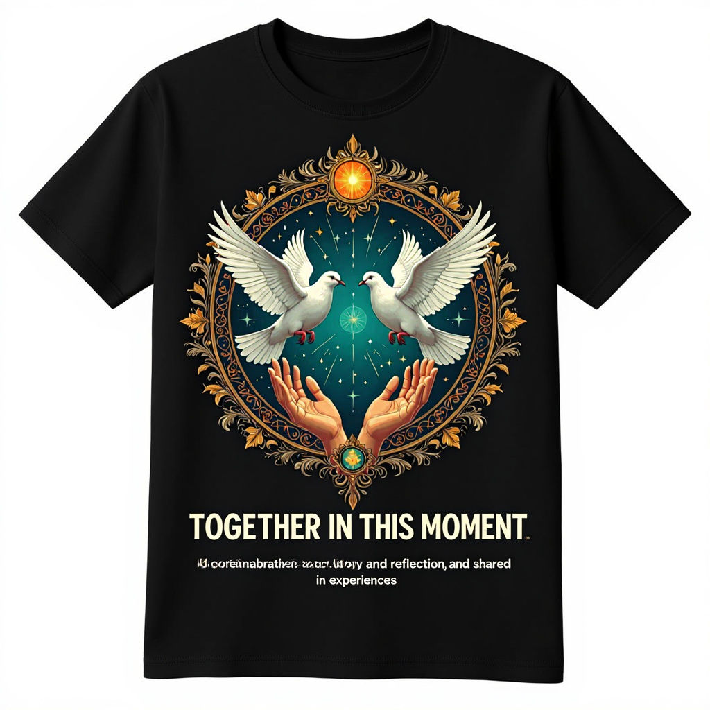 Symbolic Ceremony Icons T-Shirt Design in Matte Painting Sty...