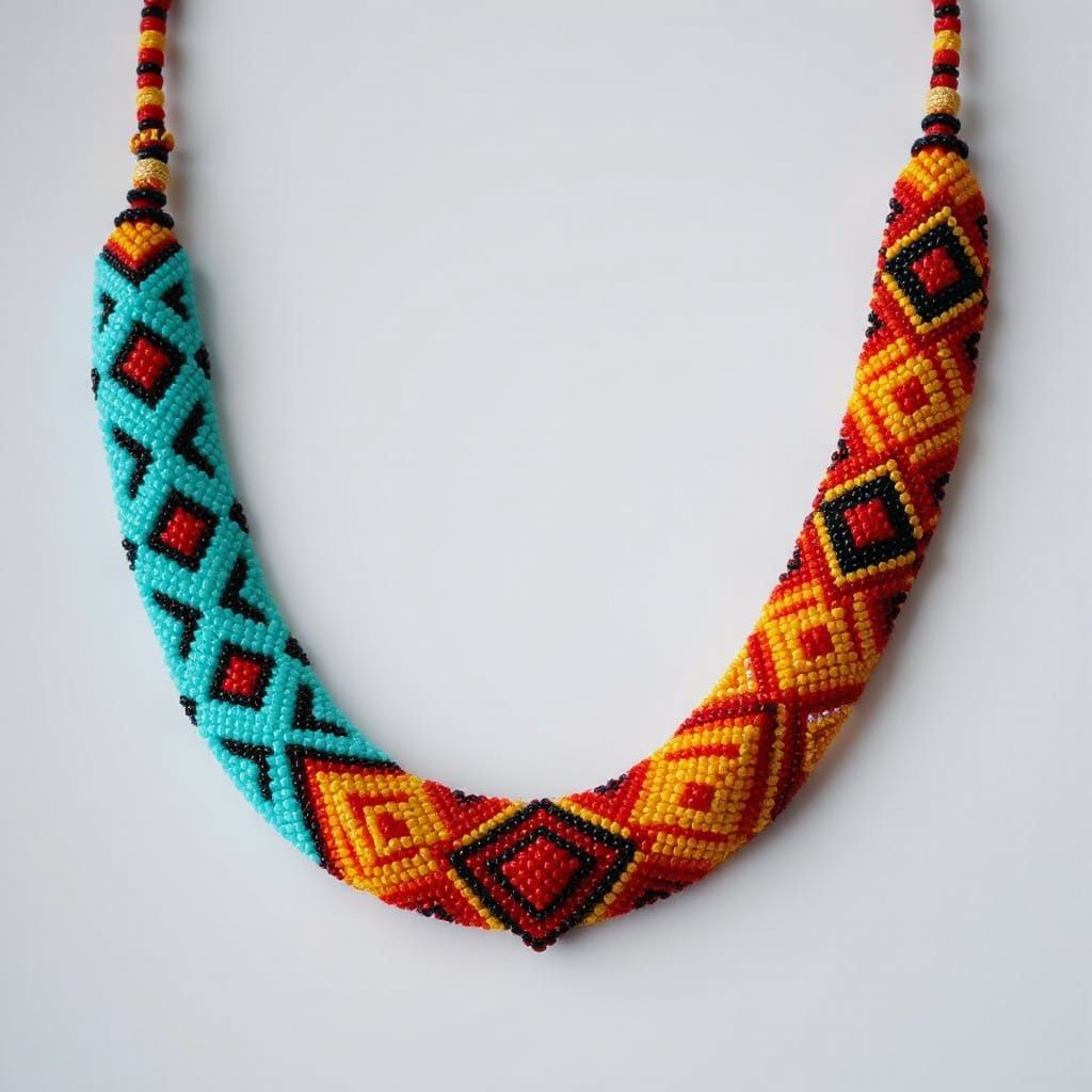 Geometric Seed Bead Necklace with Vibrant Colors