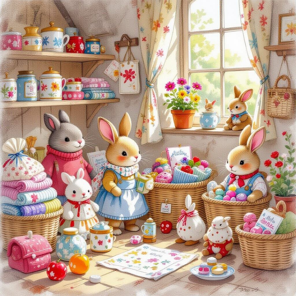 Charming Hand-Drawn Illustration of Diverse Goods