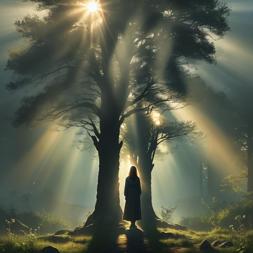 Epic Solitary Figure Greets the Sunrise