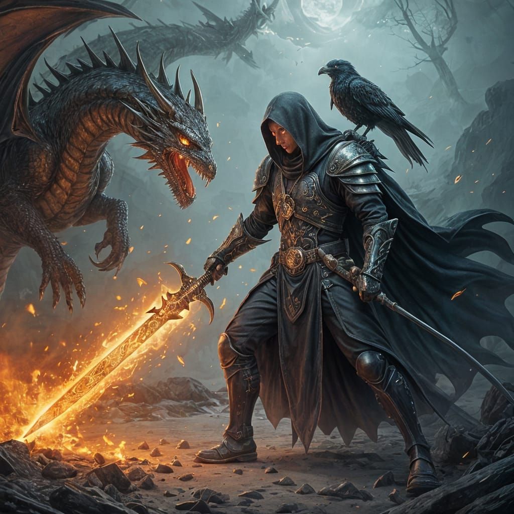 Grim Reaper Dragon Slayer Guided by Crow