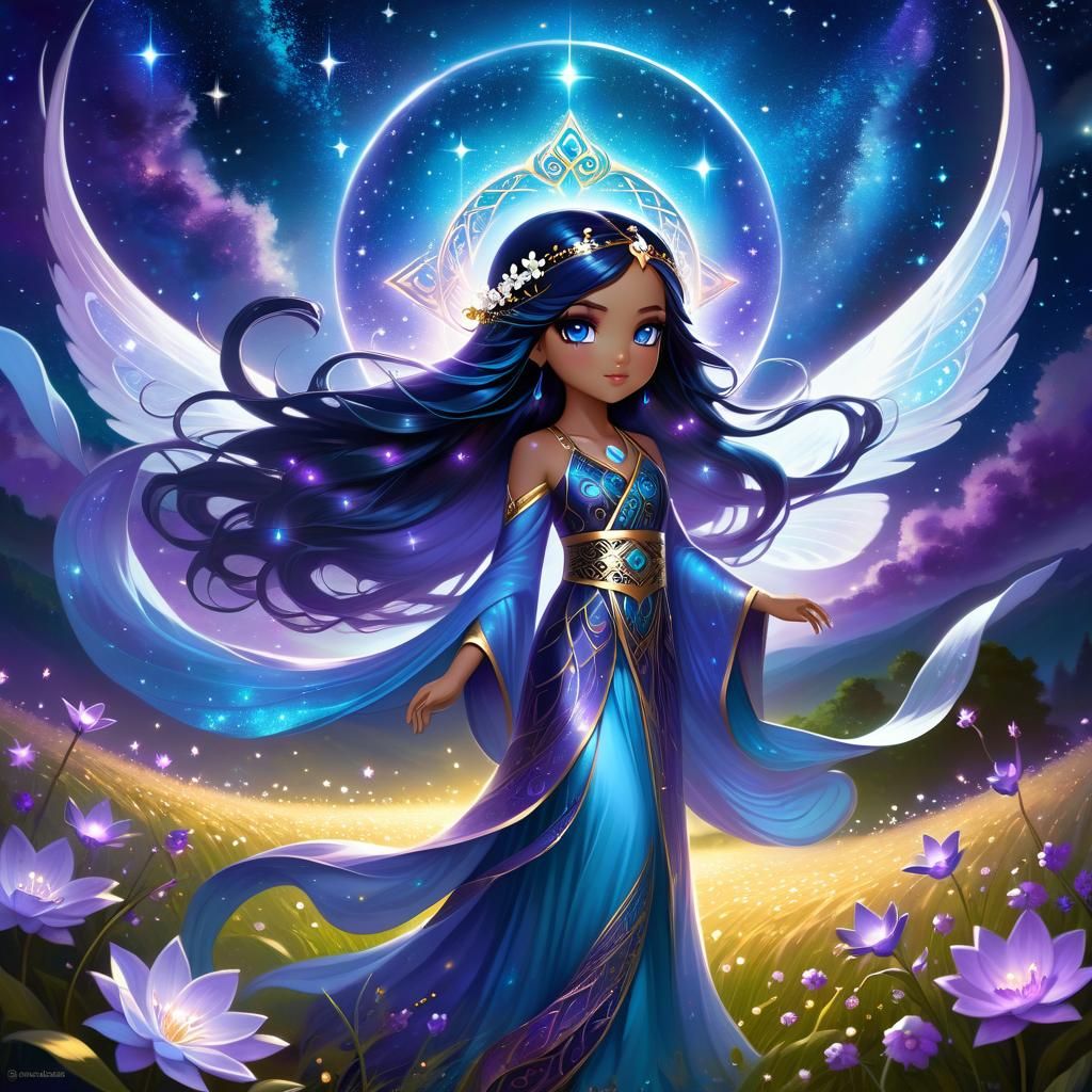 Beautiful Chibi Fairy in Cosmic Starlight