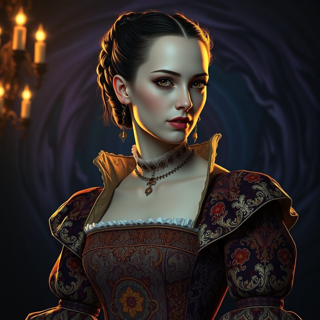 16th Century Noblewoman in Haunting, Golden Light