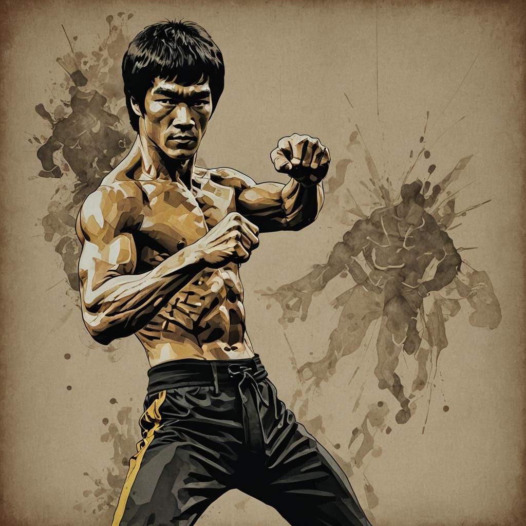 Abstract Portrait of Bruce Lee in Action