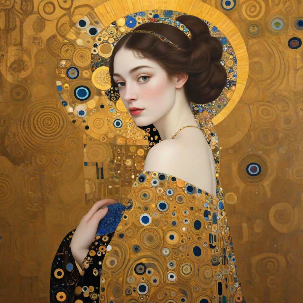 Gilded Art Nouveau Inspired by Klimt's Style