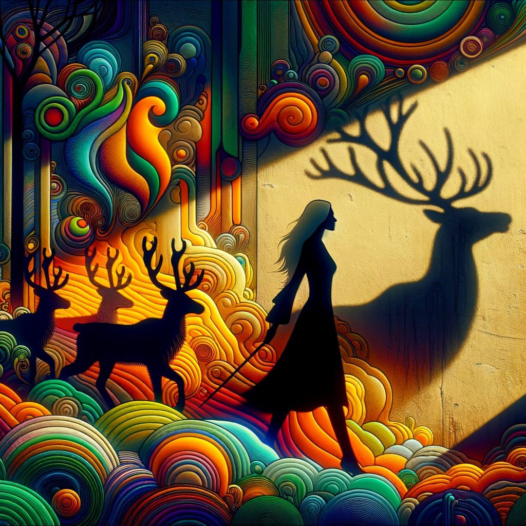 Ethereal Surrealist Scene with Intricate Shadows and Mysteri...