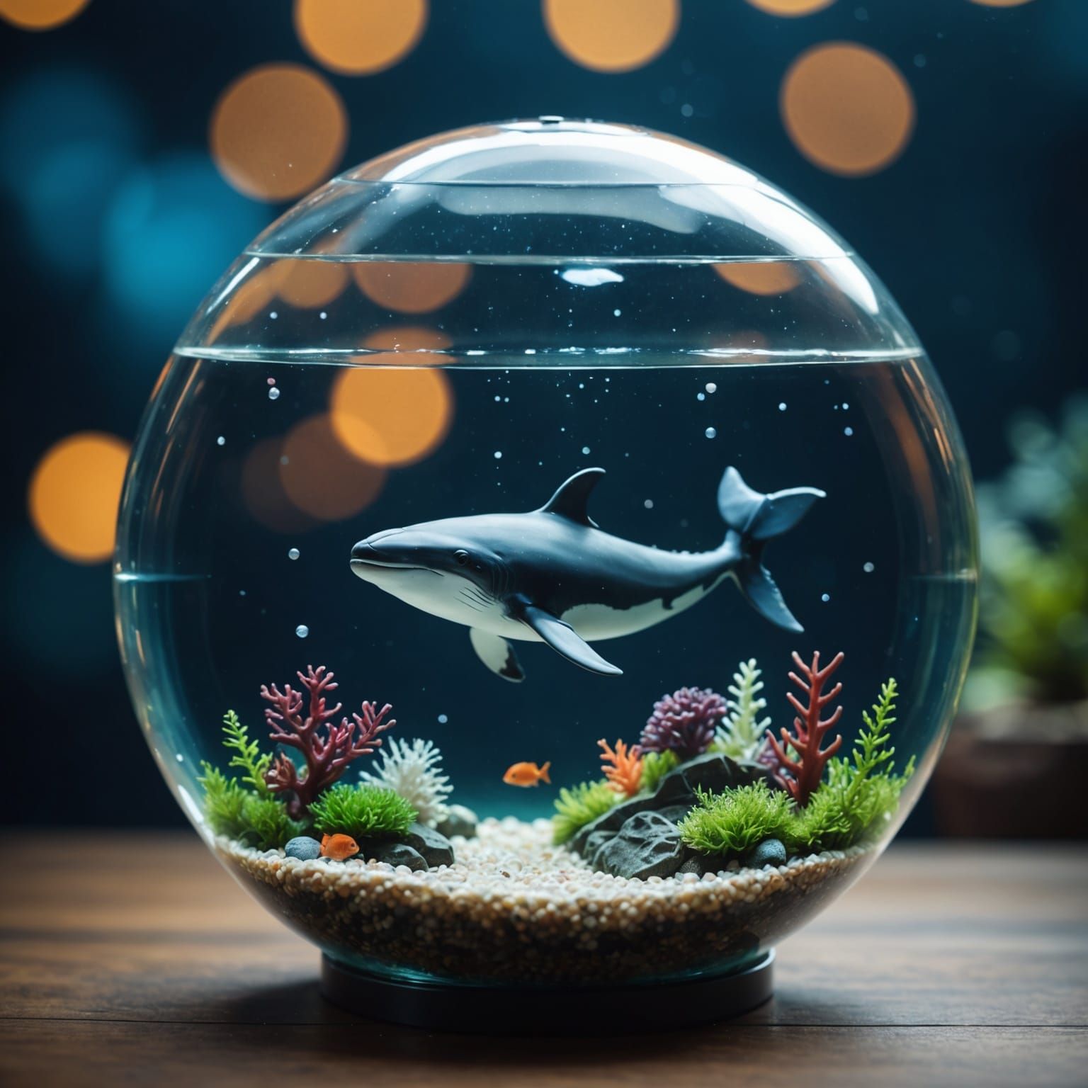 Miniature Whale in Aquarium with Bokeh Effect